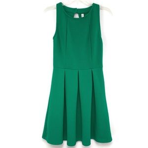 Xhilaration Green Fit & Flare A Line Sleeveless Box Pleat Dress Size XS